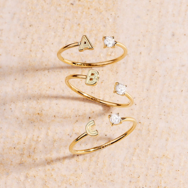 Pura Vida Initial Stone Open Ring