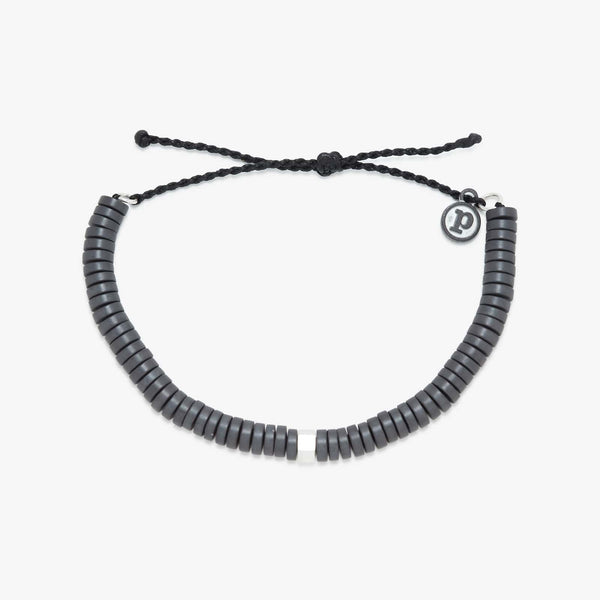 pura vida Men's Black Gunmetal Stone Bracelet