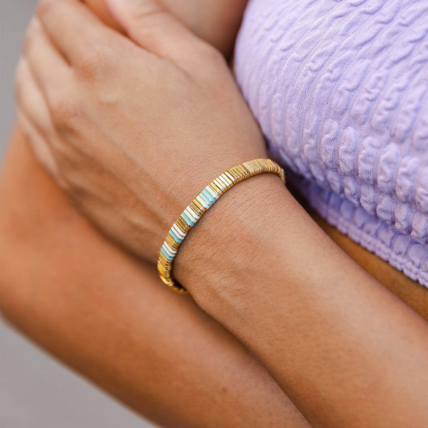 Pura Vida Metal And Enamel Gold Stretch Bracelet