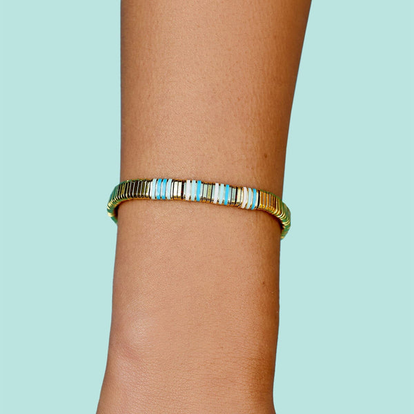 Pura Vida Metal And Enamel Gold Stretch Bracelet