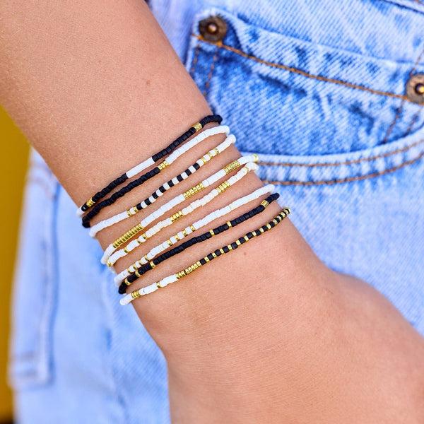 Pura Vida Monochrome Stretch Bracelet Set Of 8