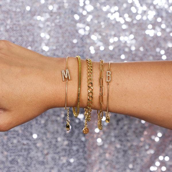 Pura Vida Pavé Initial Chain Bracelet