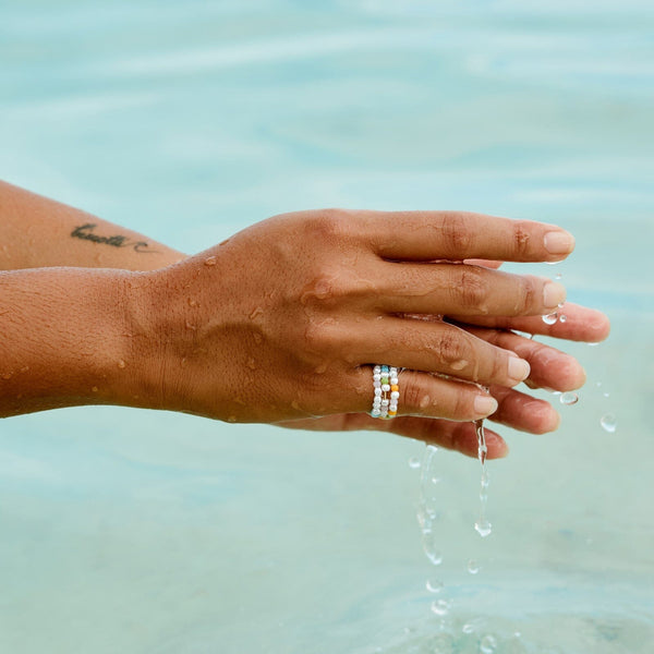 Pura Vida Pippa Pearl Stretch Ring 3 Pack