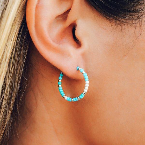 Pura Vida Playa Seed Bead Hoop Earrings