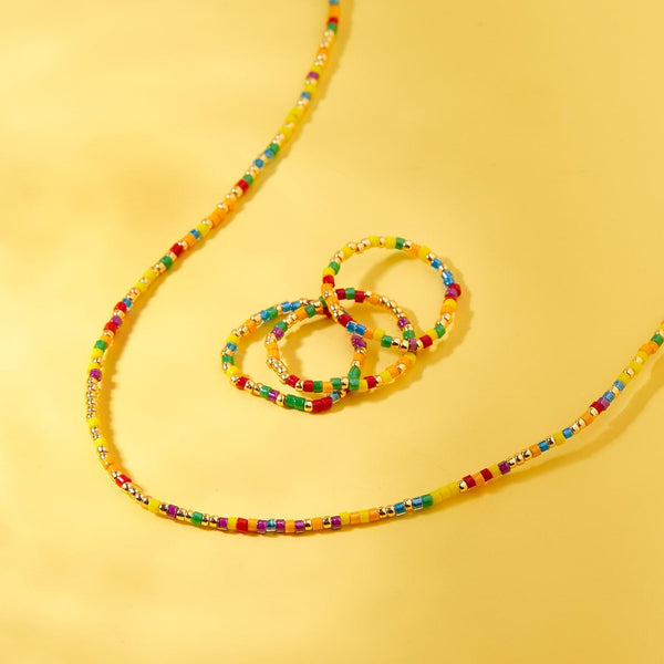 Pura Vida Rainbow Bead Stretch Ring 3 Pack