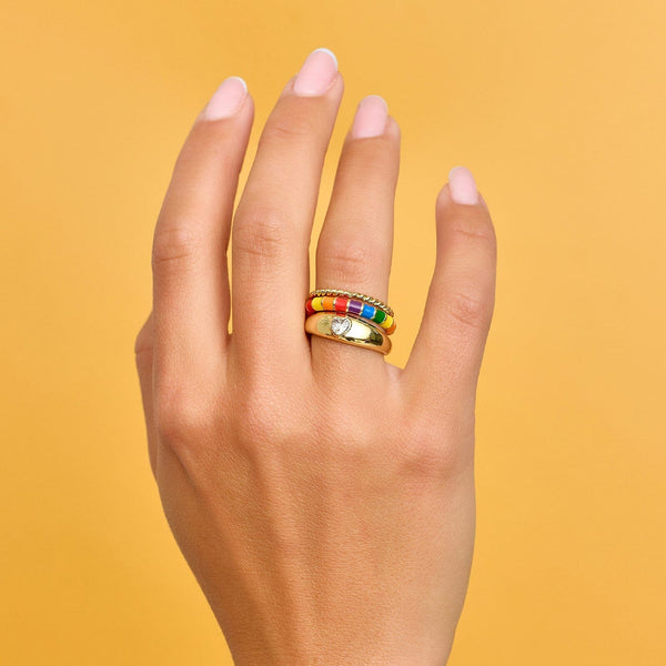 Pura Vida Rainbow Enamel Ring Stack