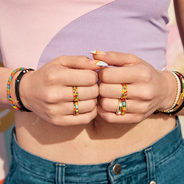 Pura Vida Rainbow Enamel Ring Stack