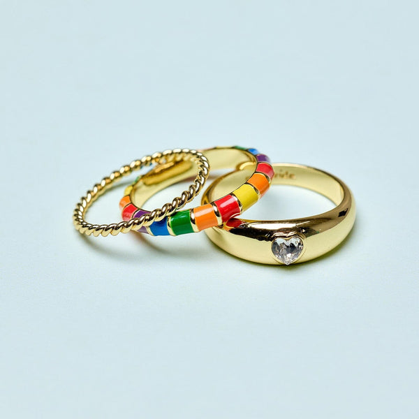 Pura Vida Rainbow Enamel Ring Stack