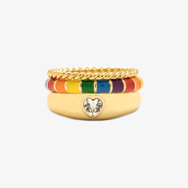 pura vida Rainbow Enamel Ring Stack