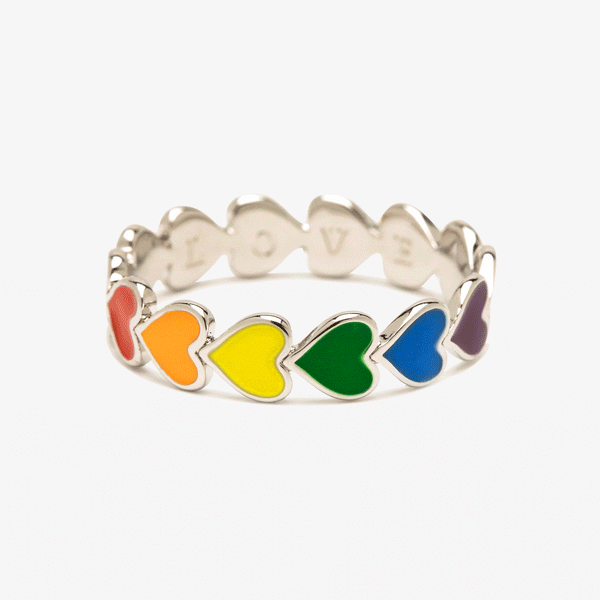 pura vida Rainbow Heart Band Ring
