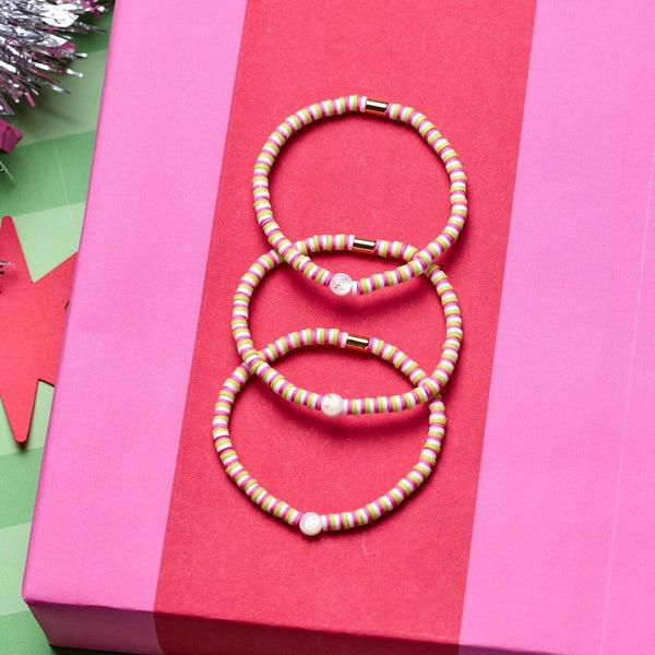Pura Vida Raspberry Alphabet Stretch Bracelet