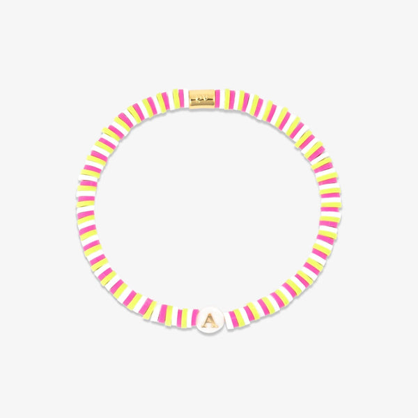 pura vida Raspberry Alphabet Stretch Bracelet