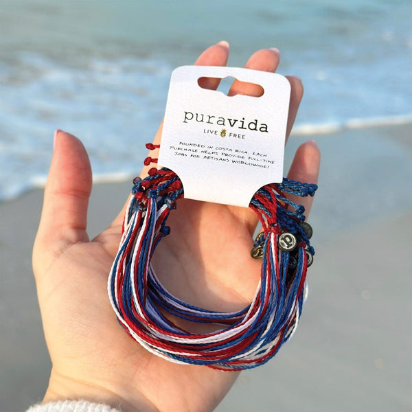 Pura Vida Red White Blue Friendship 10 Pack