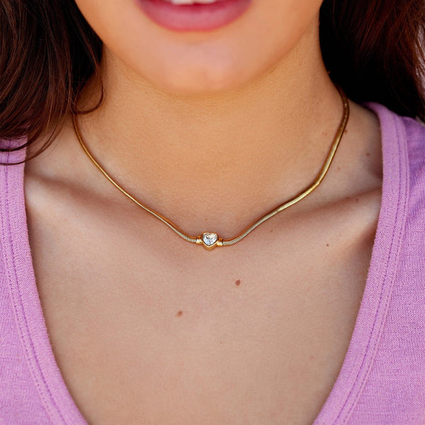 Pura Vida Rhinestone Heart Choker