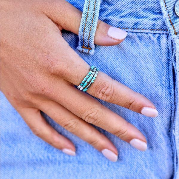 Pura Vida Seafoam Dream Stretch Ring Set Of 3