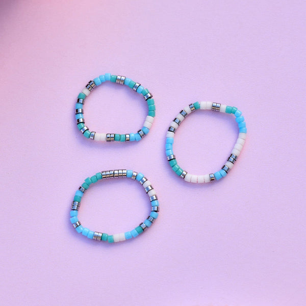 Pura Vida Seafoam Dream Stretch Ring Set Of 3