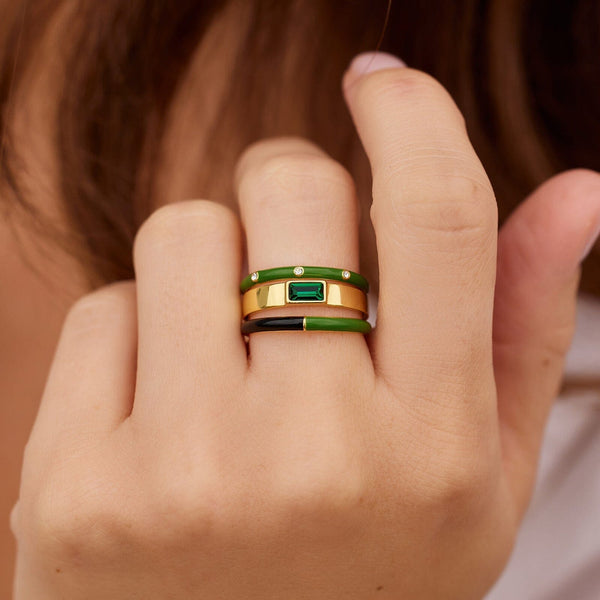Pura Vida Slytherin™ 3 Ring Stack