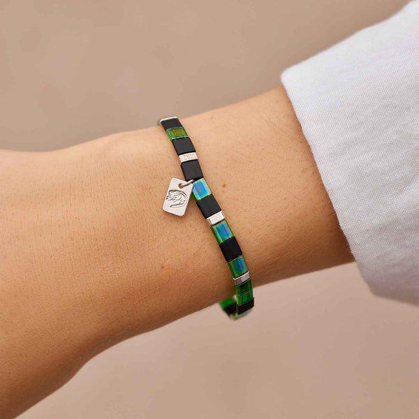 Pura Vida Slytherin™ Tile Bead Stretch Bracelet