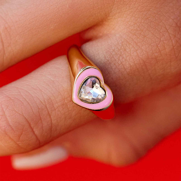 Pura Vida Stone & Enamel Heart Ring