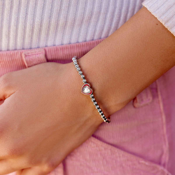 Pura Vida Stone & Enamel Heart Stretch Bracelet