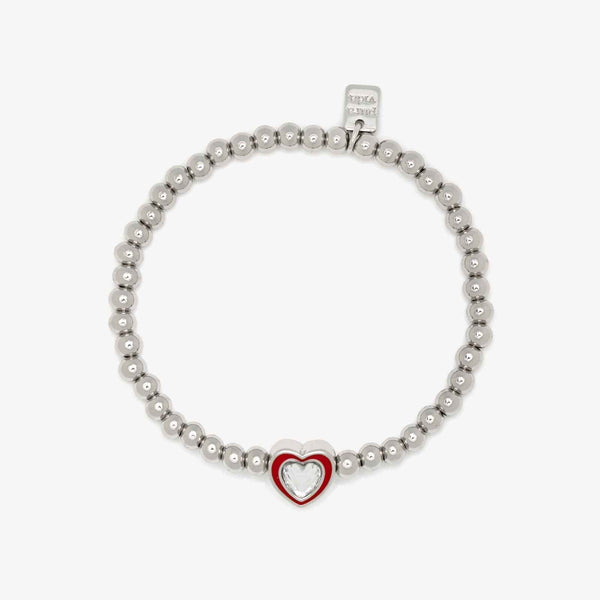 pura vida Stone & Enamel Heart Stretch Bracelet