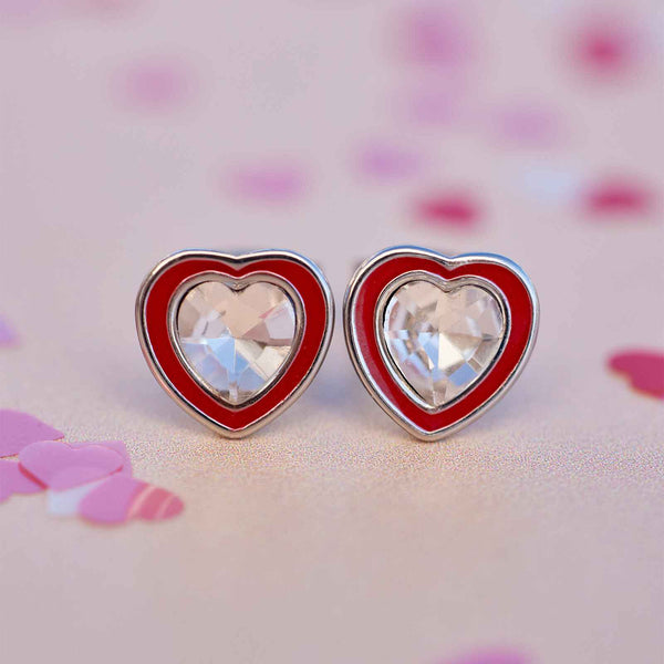 Pura Vida Stone & Enamel Heart Stud Earrings
