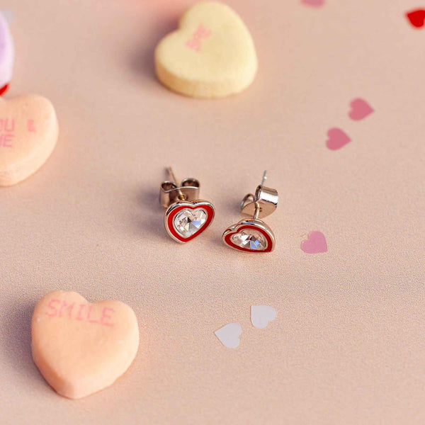 Pura Vida Stone & Enamel Heart Stud Earrings