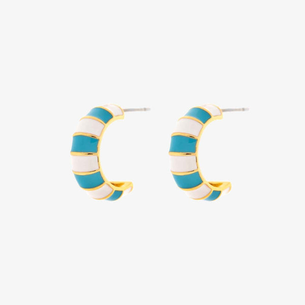 pura vida Striped Enamel Gold Hoop Earrings