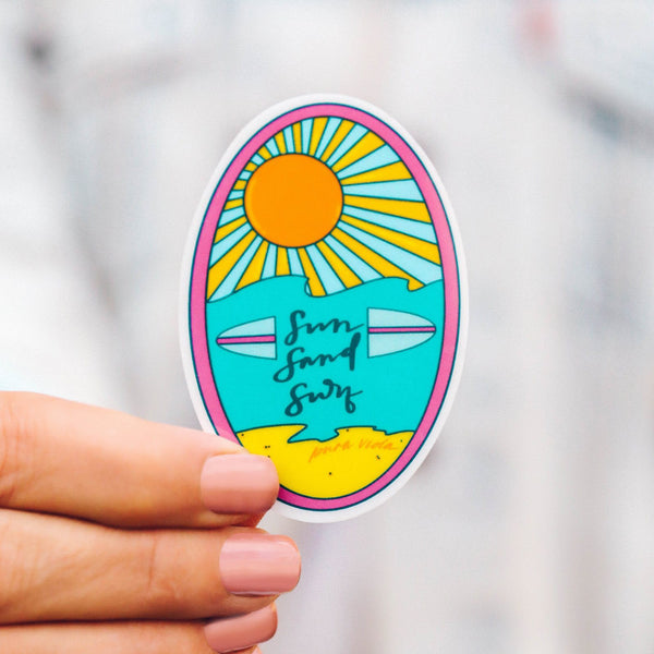 Pura Vida Sun Sand Surf Sticker