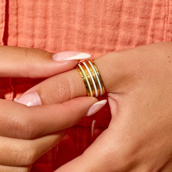 Pura Vida Wide Enamel Stripe Fidget Ring