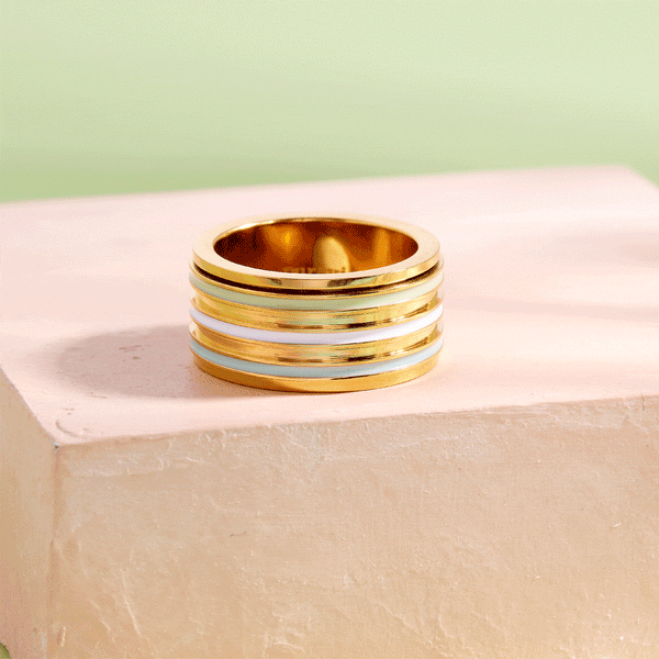 Pura Vida Wide Enamel Stripe Fidget Ring