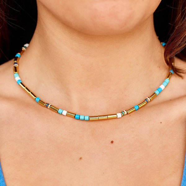Pura Vida World Water Day Mixed Bead Choker