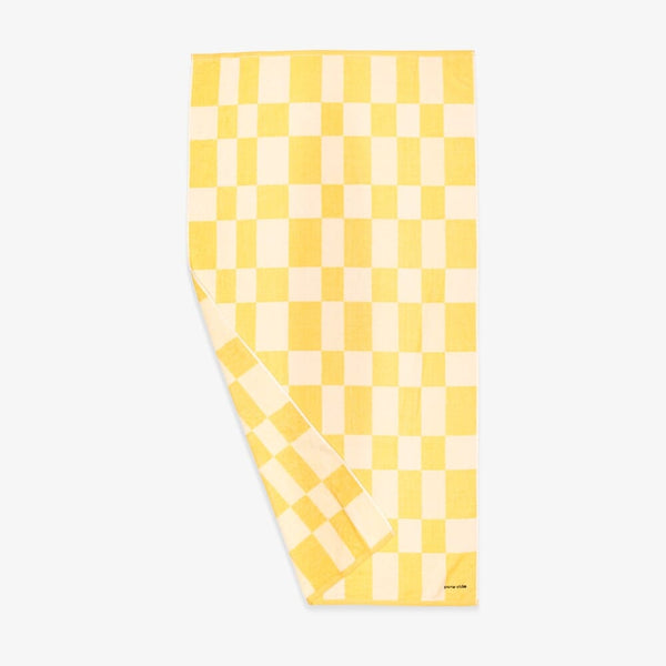 Pura Vida Yellow & White Checkerboard Towel