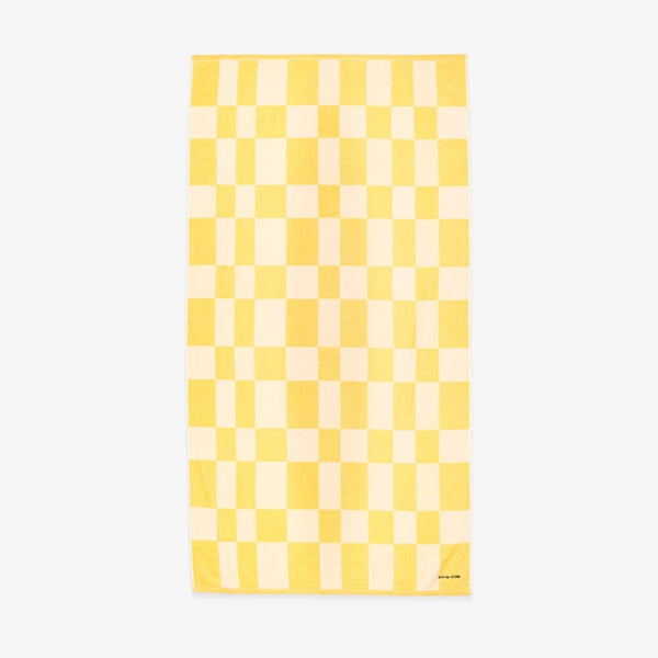 pura vida Yellow & White Checkerboard Towel