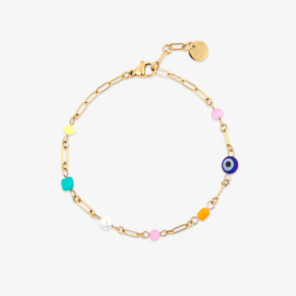 pura vida Salina Mixed Bead Paperclip Chain Bracelet