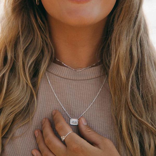 Pura Vida Silver Baguette Sunburst Pendant Necklace