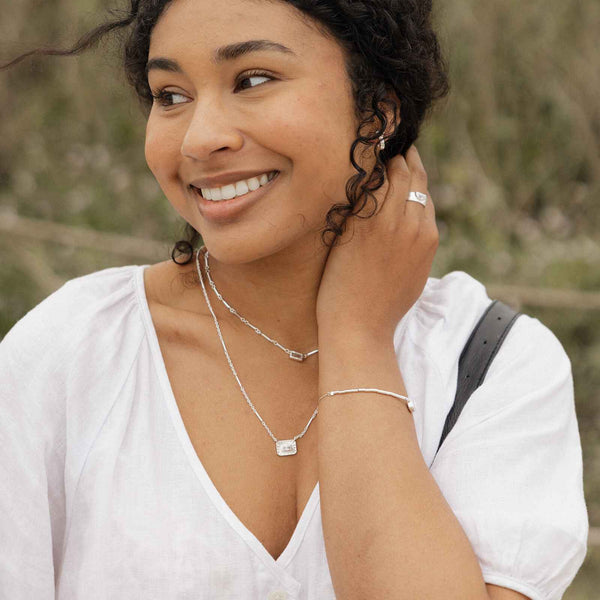 Pura Vida Silver Baguette Sunburst Pendant Necklace