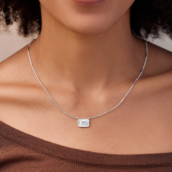 pura vida Silver Baguette Sunburst Pendant Necklace