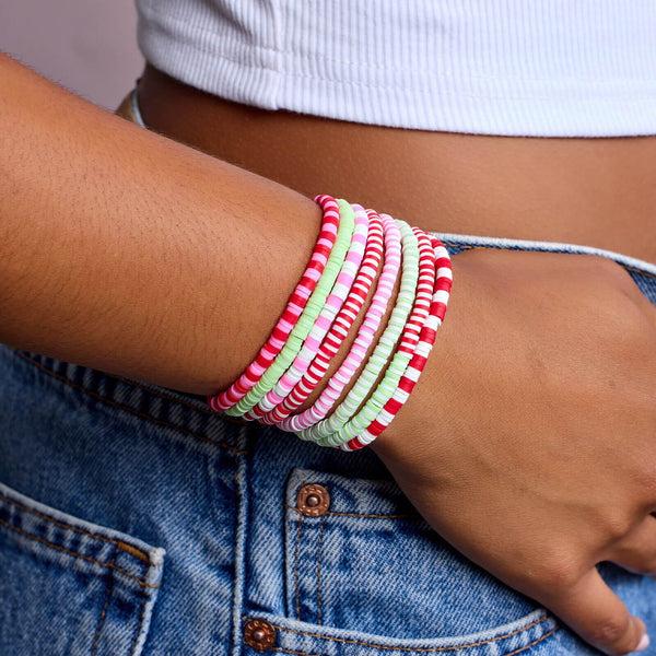 Pura Vida Strawberry Fields Stretch Bracelet Set Of 8