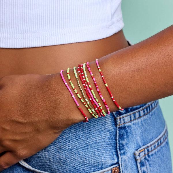 Pura Vida Strawberry Fields Stretch Bracelet Set Of 8