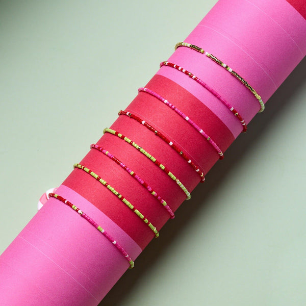 Pura Vida Strawberry Fields Stretch Bracelet Set Of 8