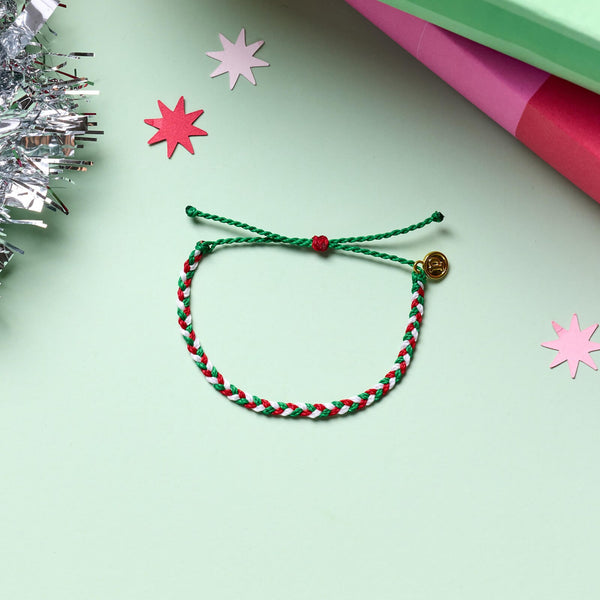 Pura Vida Under The Mistletoe Mini Braided Bracelet