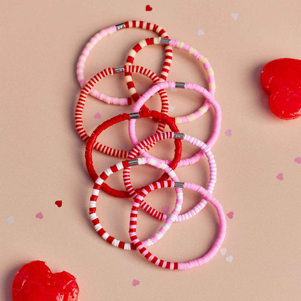 Pura Vida Vacation Vibes Pink Moment Stretch Bracelet Set Of 8