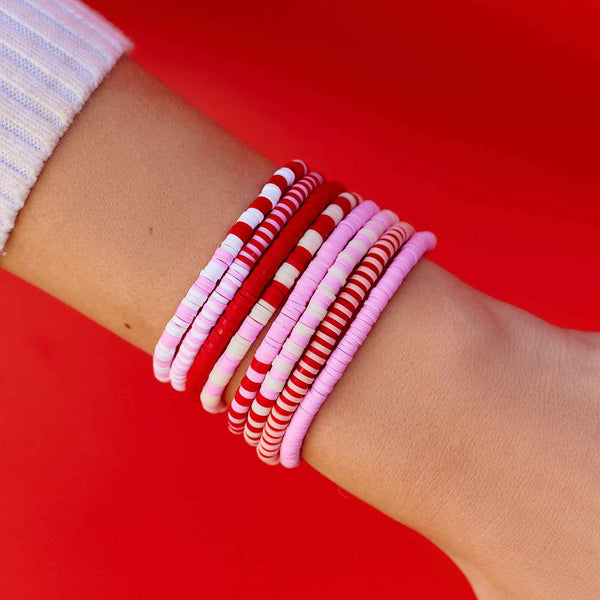 Pura Vida Vacation Vibes Pink Moment Stretch Bracelet Set Of 8