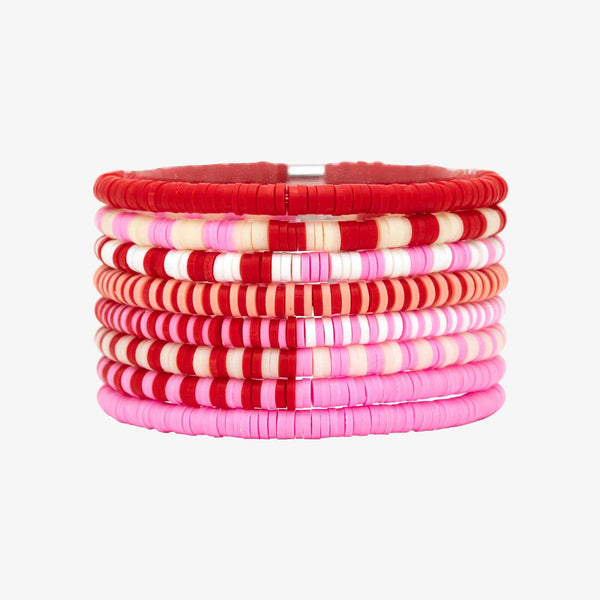pura vida Vacation Vibes Pink Moment Stretch Bracelet Set of 8