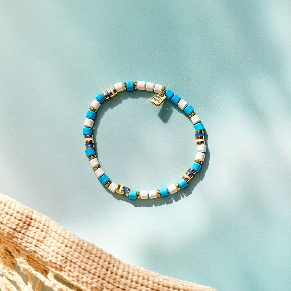 Pura Vida World Water Day Mixed Bead Stretch Bracelet