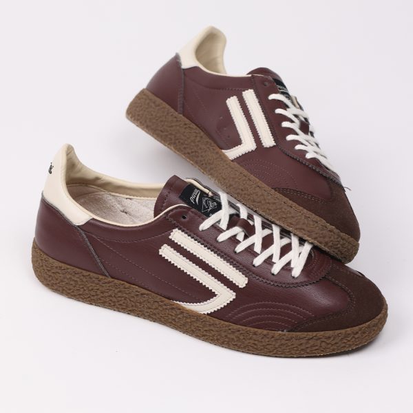 Puraai BURGUNDY Vegan Leather Bordeaux Logo And Detail White.Outsole Choccolate And Lace BrownBURGUNDY