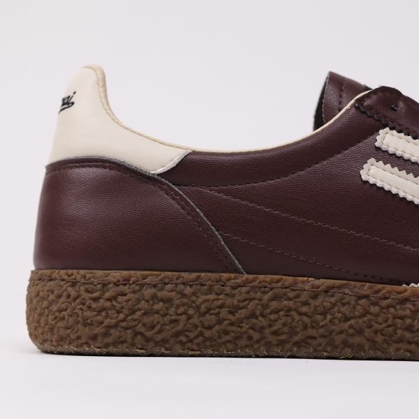 Puraai BURGUNDY Vegan Leather Bordeaux Logo And Detail White.Outsole Choccolate And Lace BrownBURGUNDY