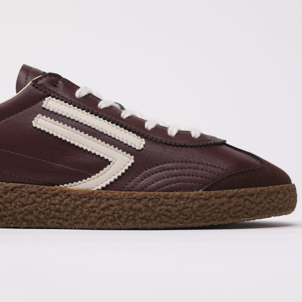 Puraai BURGUNDY Vegan Leather Bordeaux Logo And Detail White.Outsole Choccolate And Lace BrownBURGUNDY