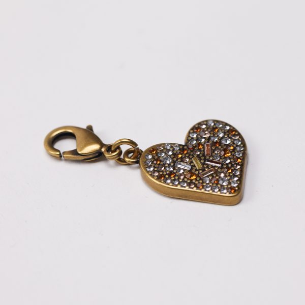 Puraai CHARM HEART MULTICOLOR STONES Heart Charm Old Gold With Multicolors Stones